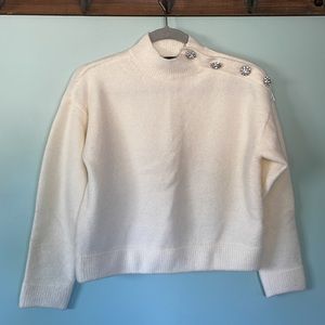 Ann Taylor crew holiday sweater with jewels, size petite small